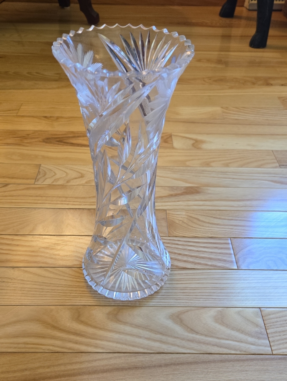 Clear Cut-Glass Floral Vase